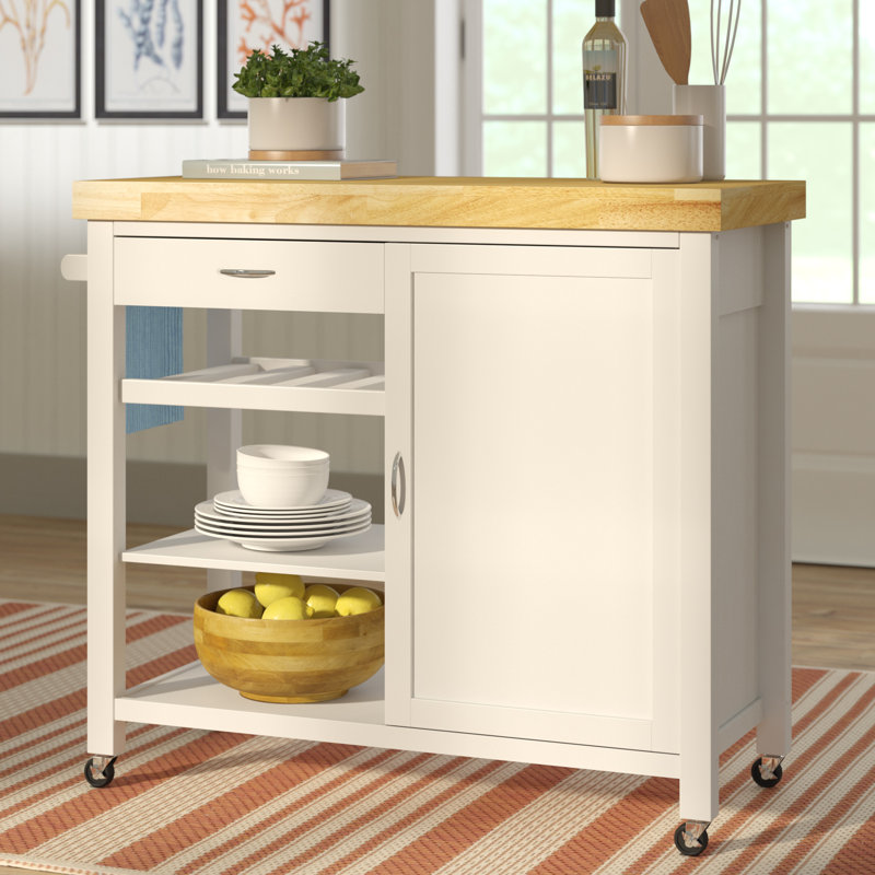 Beachcrest Home Lake Hamilton Kitchen Island with Wood Top & Reviews